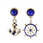 海軍風造型藍色垂墜耳環